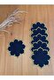 6 Pcs Black Gardenia Linen Star Pattern Gold Embroidery Embroidered Cocktail Presentation Napkins