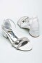 Girl's White 2 Row Stone Summer Evening Dress Shoes - 2
