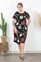 Women's Black Multicolor Flower Pattern Midi Dress - 5