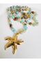Long Natural Stone Steel Star Necklace 80cm - 5