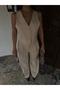 Women's Beige Vest and High Waist Pleated Palazzo Pants Set - 3