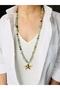 Long Natural Stone Steel Star Necklace 80cm - 2