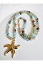 Long Natural Stone Steel Star Necklace 80cm - 4