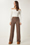 Wide Leg Comfortable Soft Trousers Brown Lub0073 - 3