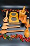 Wooden Kitchen Serving Spoon Spatula Ladle Havan Trivet Colander Set of 10 Dowry Special for Mothers - 7