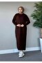 - Ribbed Knitwear Dress Brown - 3