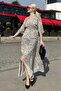 White Print Slit Detail Long Dress Mg2321 - 4