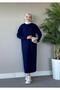- Ribbed Knitwear Dress Dark Blue