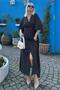 Black Print Slit Detail Long Dress Mg2321 - 2