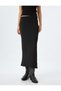 Midi Length Pencil Skirt Side Slit Textured Slim Fit Standard Waist - 3