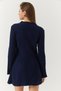 Women's Navy Blue Crew Neck Ribbed Knitwear Dress 20234281 - 6