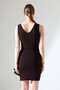 Coffee Crepe Fabric Thick Straps Flywheel Detail Mini Dress - 8