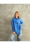 Women's Blue Tericotton Fabric Long Tunic