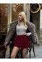 Women's Burgundy Layered Lace Lined Mini Skirt Hzl25W-Zk13481 - 2