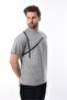Painted Gray Crew Neck Stripe Detailed Cotton Men's T-Shirt E7033 - 4