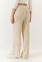 Women's Cream Elastic Waist Ribbed Palazzo Trousers 20223118 - 6