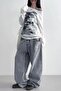 Vintage Silhouette Boat Neck Long Sleeve Sweatshirt - 2