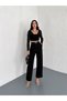 Women's Belted Wrap Fabric Palazzo Trousers / Fabric Loose Wide Leg Trousers - 3