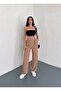 Women's Belted Wrap Fabric Palazzo Trousers / Fabric Loose Wide Leg Trousers - 5