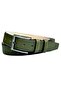 Khaki Green Faux Leather Stitched 4 cm Classic Men's Belt - 3