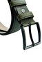 Khaki Green Faux Leather Stitched 4 cm Classic Men's Belt - 6