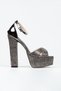 Women's Patent Leather Cross Strapped High Platform Heeled Evening Dress Shoes - 2