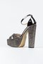 Women's Patent Leather Cross Strapped High Platform Heeled Evening Dress Shoes - 4