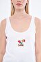 Athlete's Tank Top with Thick Straps and Duck Print in White Color - 4