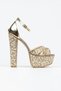 Women's Stone Embroidered Cross Strap Closed Back High Platform Heels Evening Dress Shoes - 2