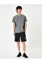 Men's Biggest Printed Bermuda Pocket Corded Comfort Fit Fit Black Shorts