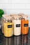 Set of 6 Glass Jars Large Size Food Pulses with Wooden Vacuum Lid 1300 ml - 5