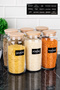 Set of 6 Glass Jars Large Size Food Pulses with Wooden Vacuum Lid 1300 ml