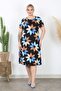 Women's Blue Coffee Floral Pattern Midi Dress - 4
