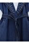 Stone detailed belted denim vest -indigo - 4