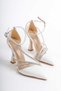 Stylish Heeled Shoes with Stone Detail and Straps