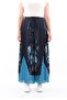 Plus Size Blue Floral Patterned Pleated Navy Blue Chiffon Loose Pants - 2