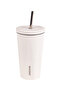 Stainless Steel White Thermos Mug with Straw 500 ml No:81