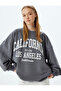 Embroidered Oversize Sweatshirt College Printed Crew Neck Long Sleeve