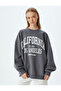 Embroidered Oversize Sweatshirt College Printed Crew Neck Long Sleeve - 3