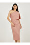One Shoulder Neck Sheath Midi Dress - 5
