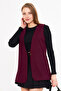 Women's Plum V-Neck Single Button Oversize Print Vest Arm-25K 001110