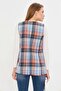 Women's Orange V-Neck Single Button Oversize Plaid Vest Arm-25K 001111 - 5