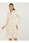 Striped Double Breasted Blazer Knee Length Dress - 2