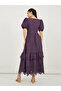 Cutwork Design Square Neck Tiered Maxi Dress - 6
