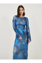 Tie and Dye Print Long Sleeves Bodycon Maxi Dress - 2