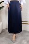 Women's Hijab Clothing and Leather Look Pleated Long Skirt with Elastic Waist Detail - 6