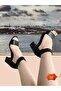 Single Strap Thick Heeled Genuine Leather Sandals - 6