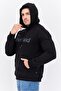 Men Brand Logo Long Sleeves Hooded Sweatshirt, Black - 2
