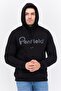 Men Brand Logo Long Sleeves Hooded Sweatshirt, Black