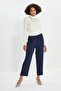 Navy Blue Elastic Waist Roof Detailed Trousers